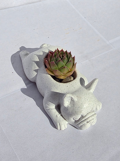 Pihenő Bulldog Virágtartó – A Kedvenc Laza Kisállat!